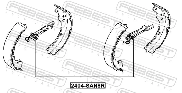 2404SAN8R Febest Механизм подвода (самоподвода) барабанных колодок (разводной ремкомплект)