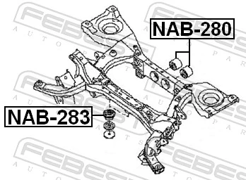 NAB283 Febest Сайлентблок балки моста