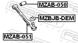MZAB050 Febest Сайлентблок нижнего переднего рычага