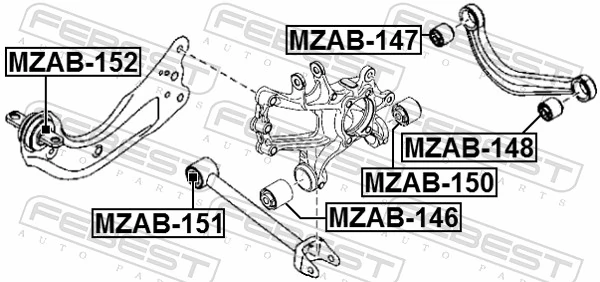 MZAB150 Febest Сайлентблок цапфы