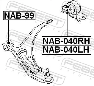 NAB040RH Febest Сайлентблок нижнего переднего рычага