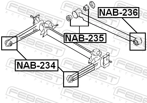 NAB235 Febest втулка крепления заднего амортизатора