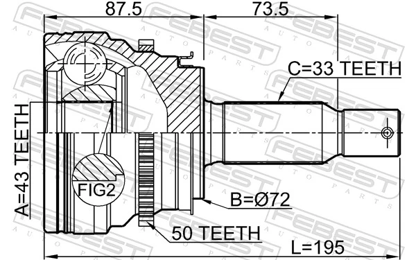 0410V97WRA50 Febest ШРУС внешний задний