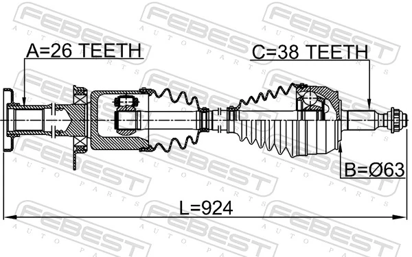 23147HRH Febest Полуось передняя, правая
