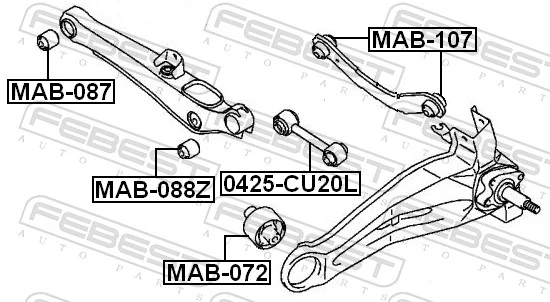 MAB107 Febest Полиуретановый сайлентблок заднего верхнего рычага
