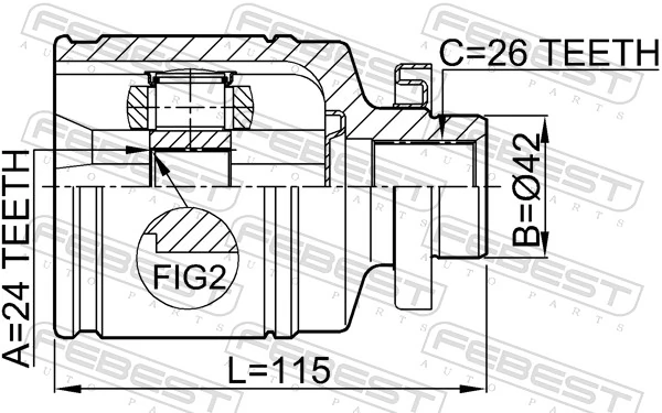 2211NS20RH Febest ШРУС внутренний, передний