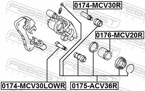 0175ACV36R Febest Ремкомплект заднего тормозного суппорта