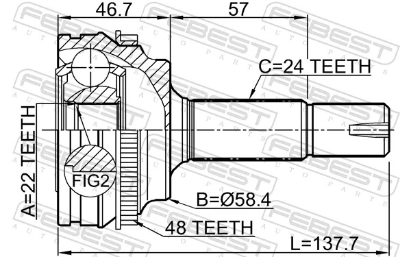 ШРУС наружный передний TO836A Driveshaft