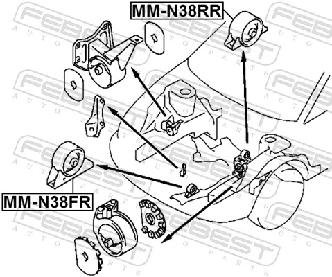 MMN38RR Febest Подушка (опора) двигателя, левая