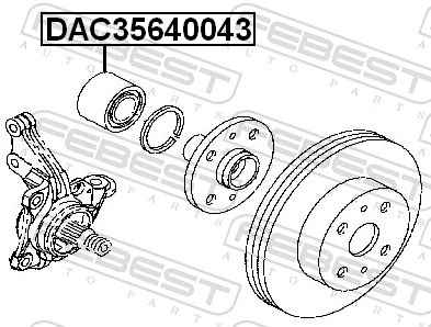 DAC35640043 Febest Подшипник ступицы передней