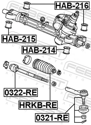 HAB216 Febest Сайлентблок крепления рулевой рейки
