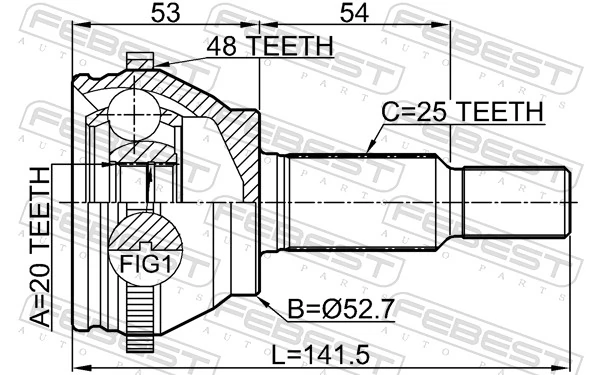 2410ARKA48R Febest Шарнир равных угловых скоростей задний