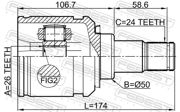 0111AGV10LH Febest Граната внутренняя передняя левая