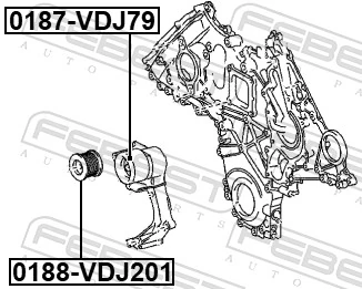 0187VDJ79 Febest Натяжитель клинового ремня