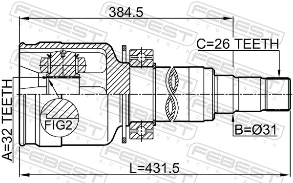 1911R58RH Febest Граната внутренняя передняя правая
