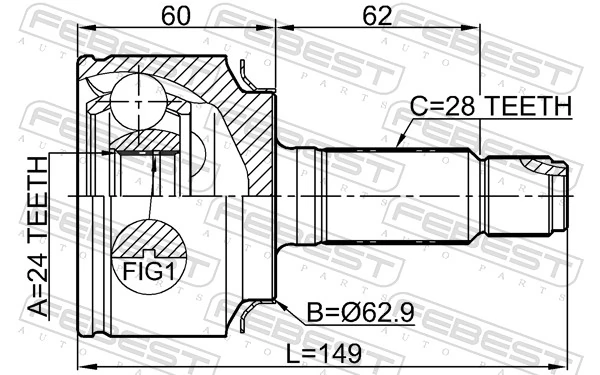 0310LX15 Febest Наружная граната