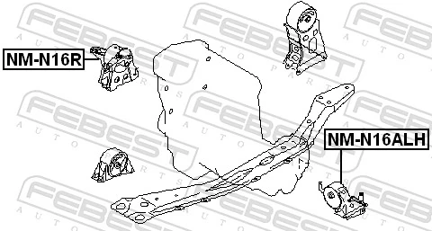 NMN16R Febest Правая подушка двигателя