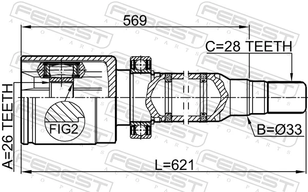 2711S60IIRH Febest Граната внутренняя передняя правая