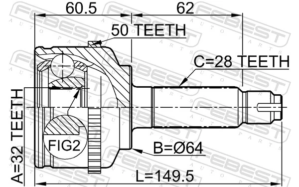 0310CGA50 Febest Наружная граната