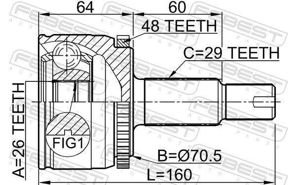 2910DIVF Febest Наружная граната
