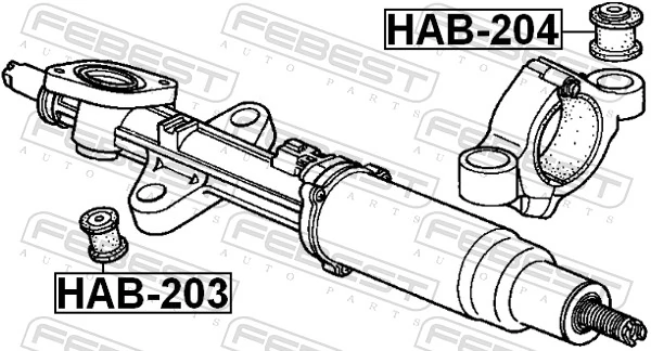 HAB203 Febest Сайлентблок крепления рулевой рейки