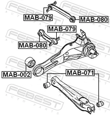 MAB002 Febest Сайлентблоки продольных рычагов передней подвески