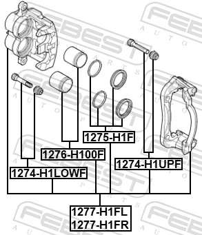 1277H1FR Febest Суппорт тормозной, передний, правый