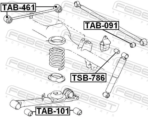 TAB461 Febest Сайлентблок задней продольной тяги