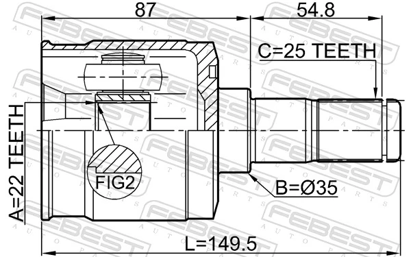 1211CM10R Febest ШРУС внутренний, задний