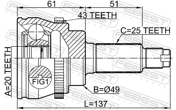 0710RM413A43 Febest Наружная граната