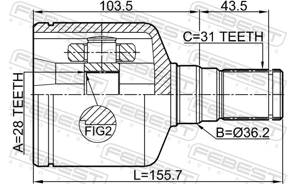 2111AWF21LH Febest Наружная граната