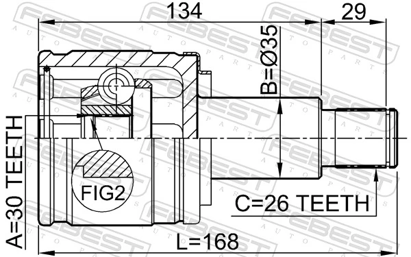 0711XL7RH Febest Граната внутренняя передняя правая