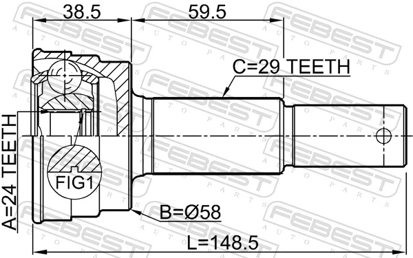 0210Z50R Febest Шарнир равных угловых скоростей задний
