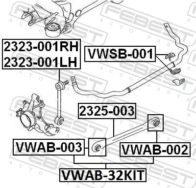 VWAB32KIT Febest Сайлентблок задней поперечной тяги