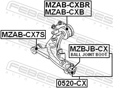 Bloco silencioso dianteiro do braço oscilante inferior Mazda CX-7 ER