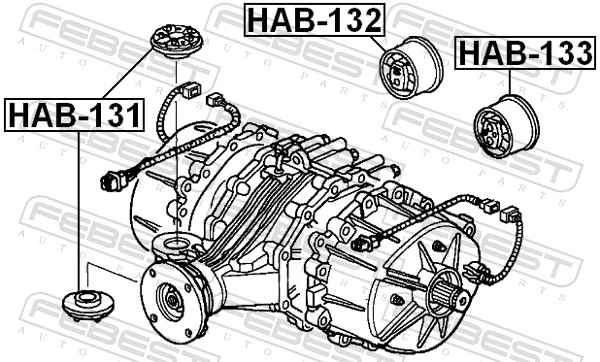 HAB132 Febest Сайлентблок (подушка) редуктора заднего моста задний правый