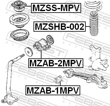 MZAB2MPV Febest Сайлентблок растяжки переднего нижнего рычага