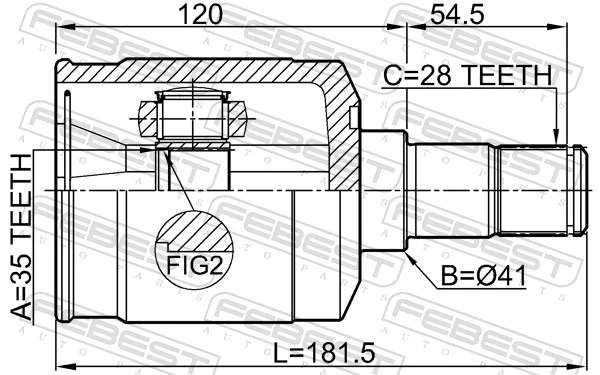 1211DM24MTLH Febest Граната внутренняя передняя левая
