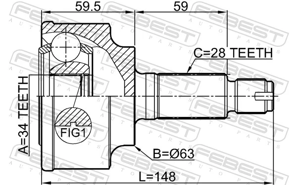 0310CL22 Febest Наружная граната