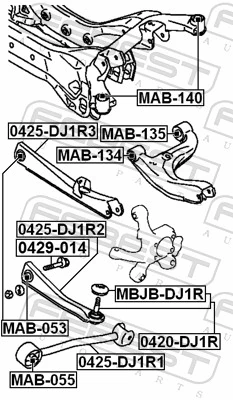 MAB134 Febest Сайлентблок задней тяги