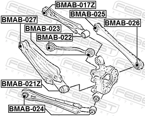 BMAB025 Febest Сайлентблок заднего поперечного рычага, внутренний