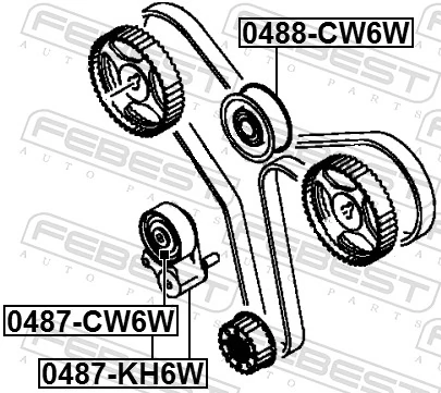 0487CW6W Febest Ролик натяжителя ремня ГРМ