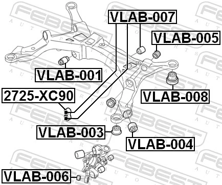Bloco silencioso de viga traseira (de plataforma veicular) para Volvo S60 I RS, RH