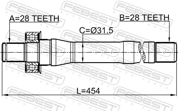 1212CMMT4WD Febest Приводной вал промежуточный