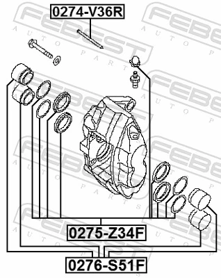 0274V36R Febest Направляющая суппорта заднего
