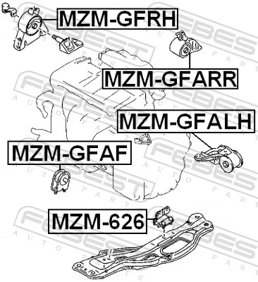 Coxim (suporte) traseiro de motor Mazda 626 5 GF