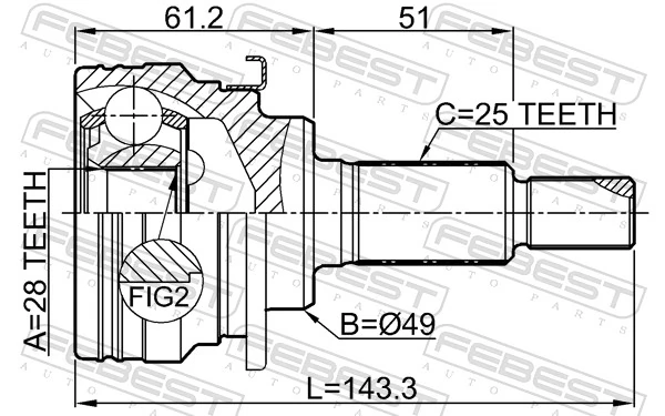 0710AZG413 Febest Наружная граната