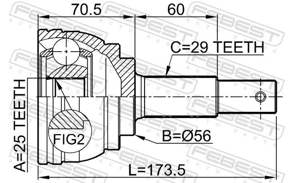 0210J31 Febest Наружная граната