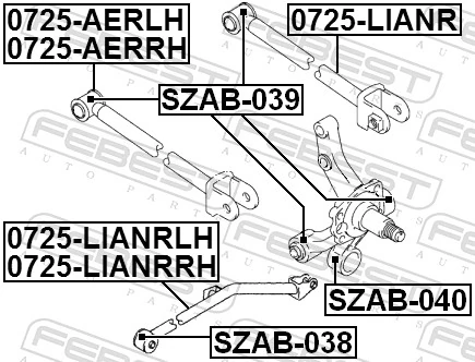 SZAB038 Febest Сайлентблоки продольных рычагов передней подвески