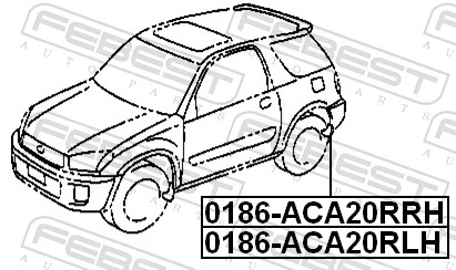 0186ACA20RLH Febest Брызговик задний левый